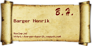 Barger Henrik névjegykártya